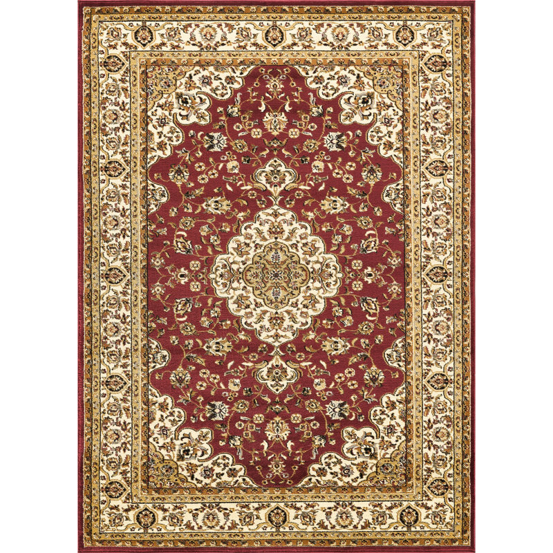 Tapis rouge en polypropylène rouge 2 pi 7 po By 3 Heritage Charm and Design Design