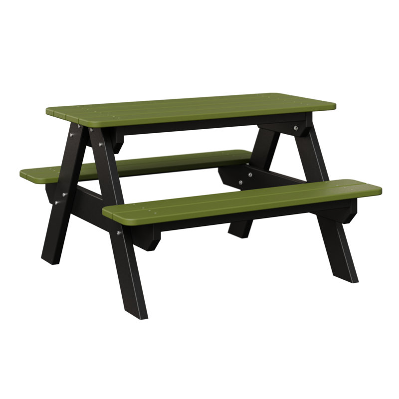 Berlin Gardens Kids Rectangular Picnic Table, Kiwi Green Top/Black Base