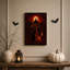 Art mural sur toile gothique, chat noir et citrouille au labyrinthe d'Halloween-315028681
