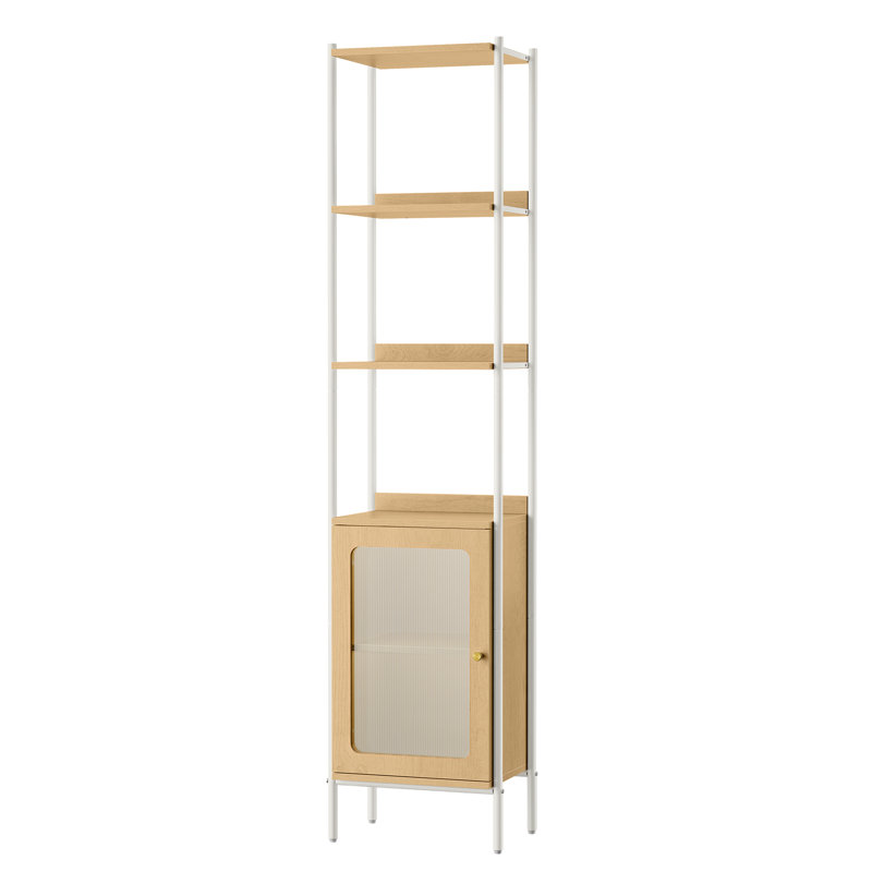 Barnet 40cm W Steel Etagere Bookcase, White/Natural