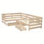Lit plateforme simple en forme de L avec trois tiroirs de rangement-61184593