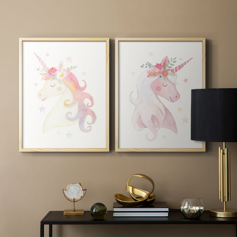 «Sweet Unicorn I», reproduction encadrée de qualité supérieure - prête à être accrochée - aucun clou requis - aucun clou requis