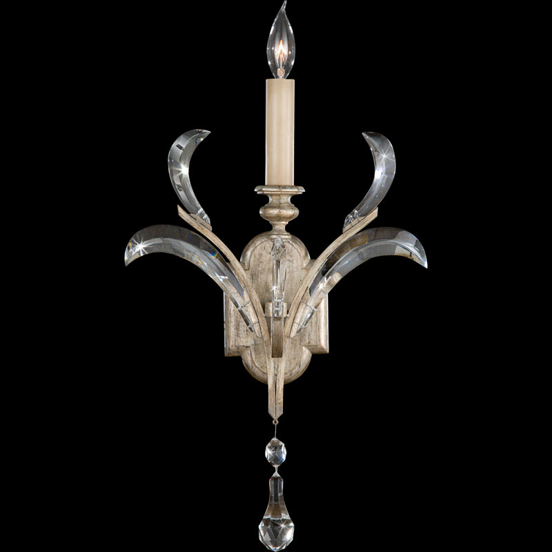 Bougie murale biseautée à 1 lumière Arcs, Feuille d'argent estompée