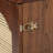 Queen Size Murphy Bed, Pine Wood Cabinet Bed With Power Station And Rattan Decoration Panel,Walnut-1013607244