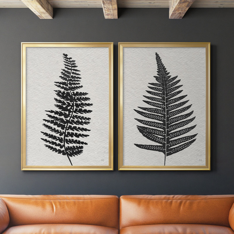 Toile encadrée haut de gamme Forest Fern III - prête à être accrochée, H 36,5 po x l 53 po x P 1,25 po, Or