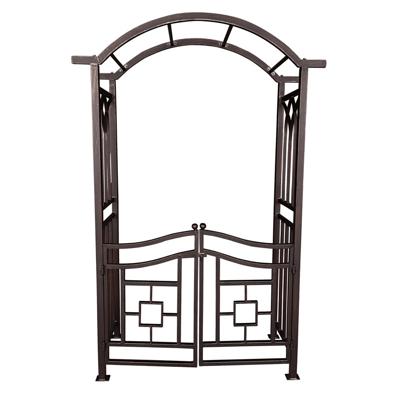 Arche de jardin en aluminium avec barrière, Bronze