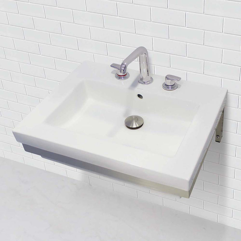 DECOLAV Classically Redefined 18.25'' White Vitreous China Rectangular Bathroom Sink with Overflow