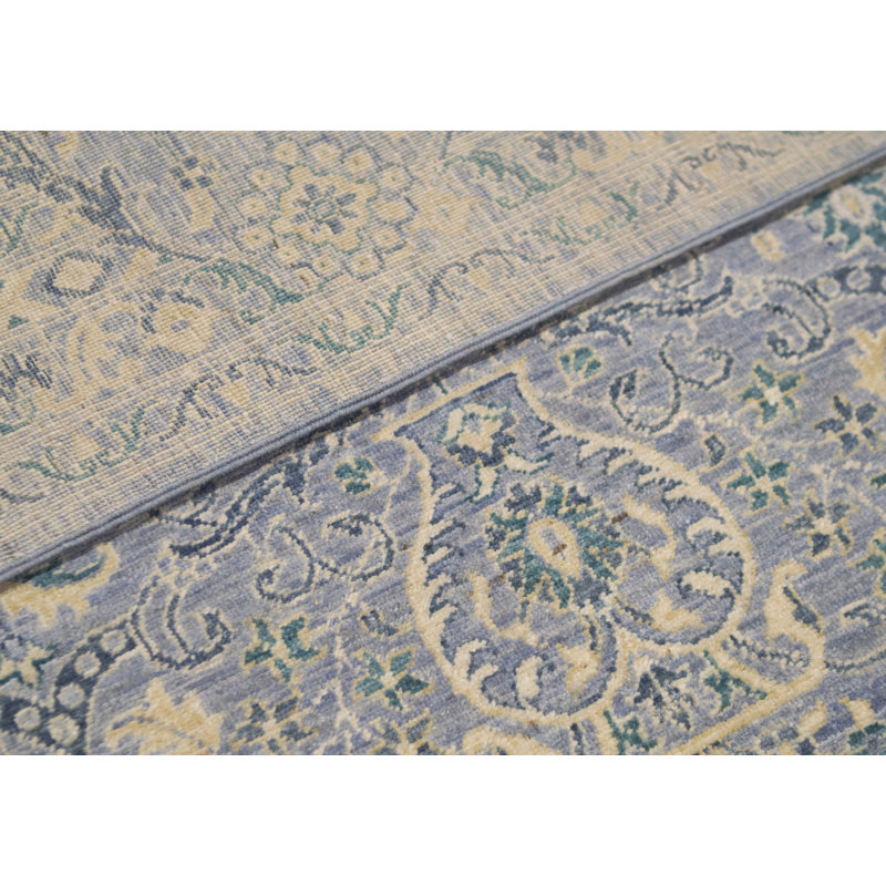 Wool Oriental Area Rug in Light Blue