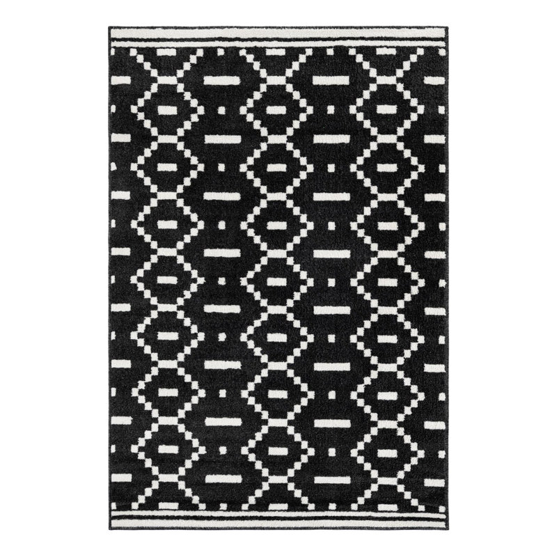 Ivy Bronx Begna Nathanyl Rug Black, Rectangle 4'1" x 6'1"