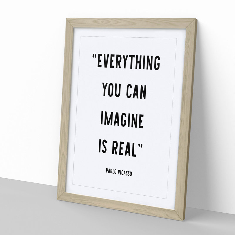 Everything You Can Imagine - Picture Frame Typography, Oak, 65cm H x 48cm W x 2cm D
