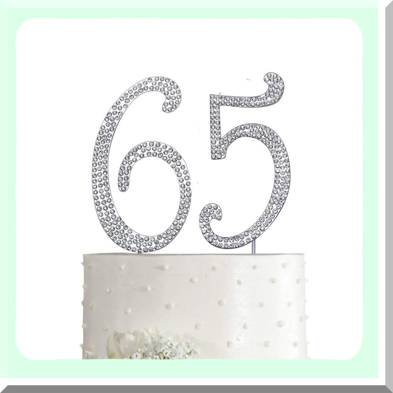 Sparkly 65th Birthday Cake Topper with Rhinestones