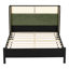 Structure de lit grand avec tête de lit verte, lit en bois massif noir et vert, aucun sommier requis, mobilier de chambre moderne-2016100409