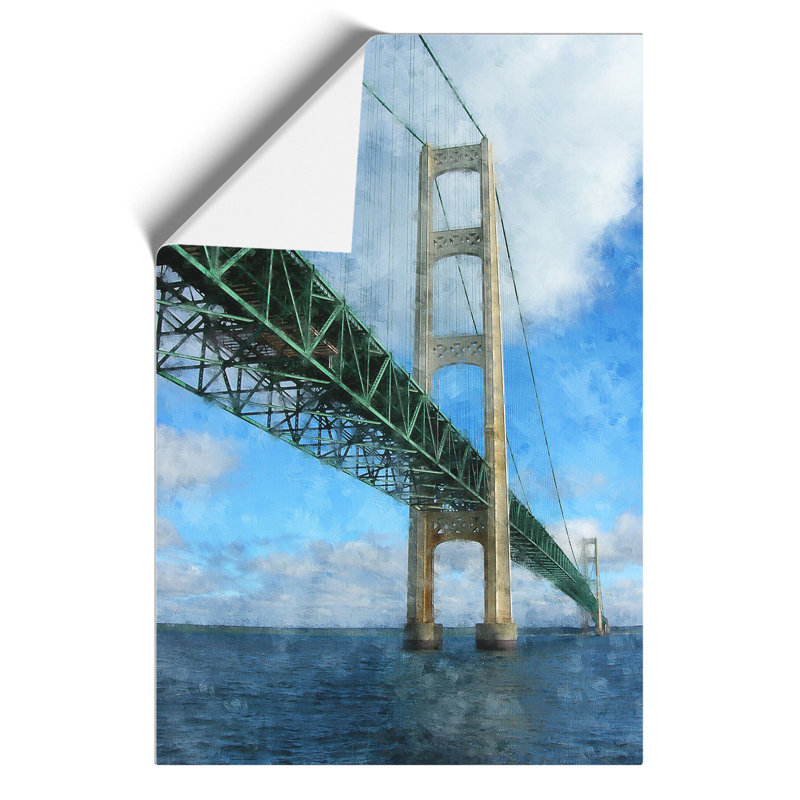Mackinac Bridge in Michigan Painting - Frameless Print, 30cm H x 21cm W x 0.1cm D
