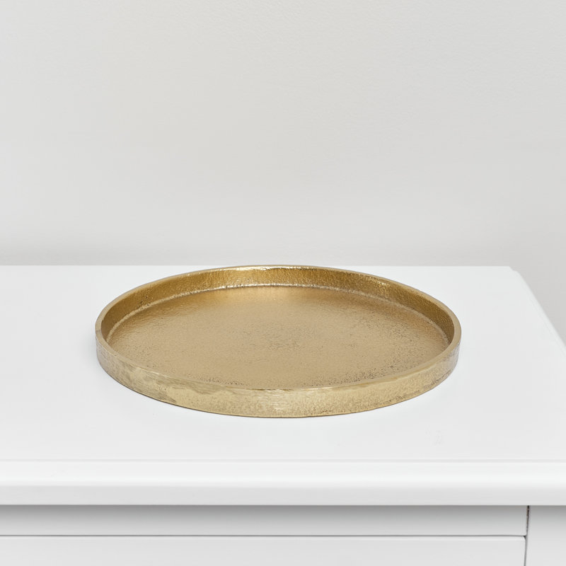 Almonor Metal Tray, 2cm H x 25.5cm W x 25.5cm D, Antique Gold