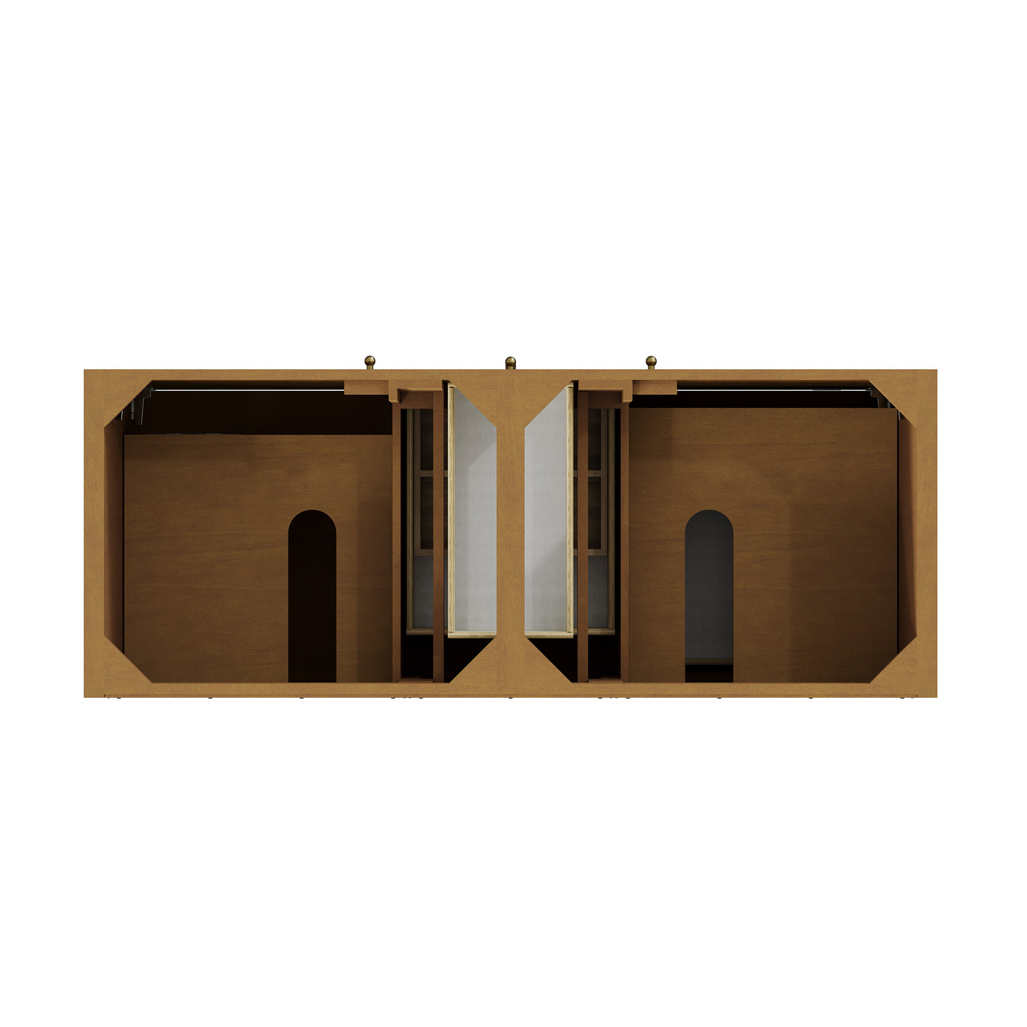 Hudson 60'' W Double Bathroom Vanity Base, Honey Oak