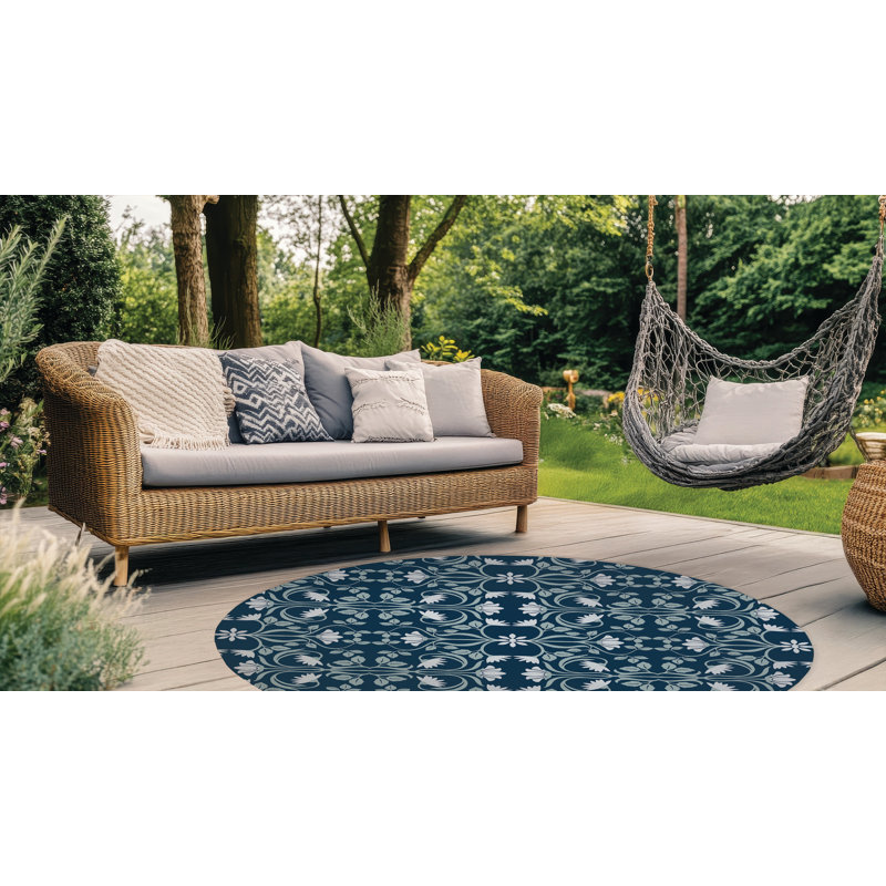 Savanah Outdoor Rug, Round 5'