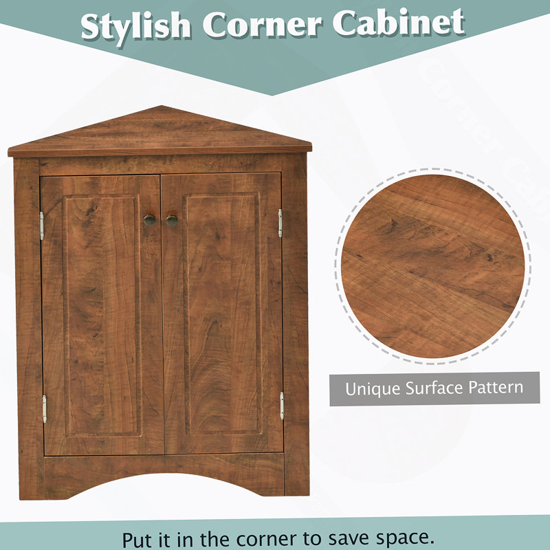 Practical And Freestanding Floor Cabinet With Adjustable Shelves For Bathroom And Kitchen, Utilizing Corner And Wall Space Efficiently
