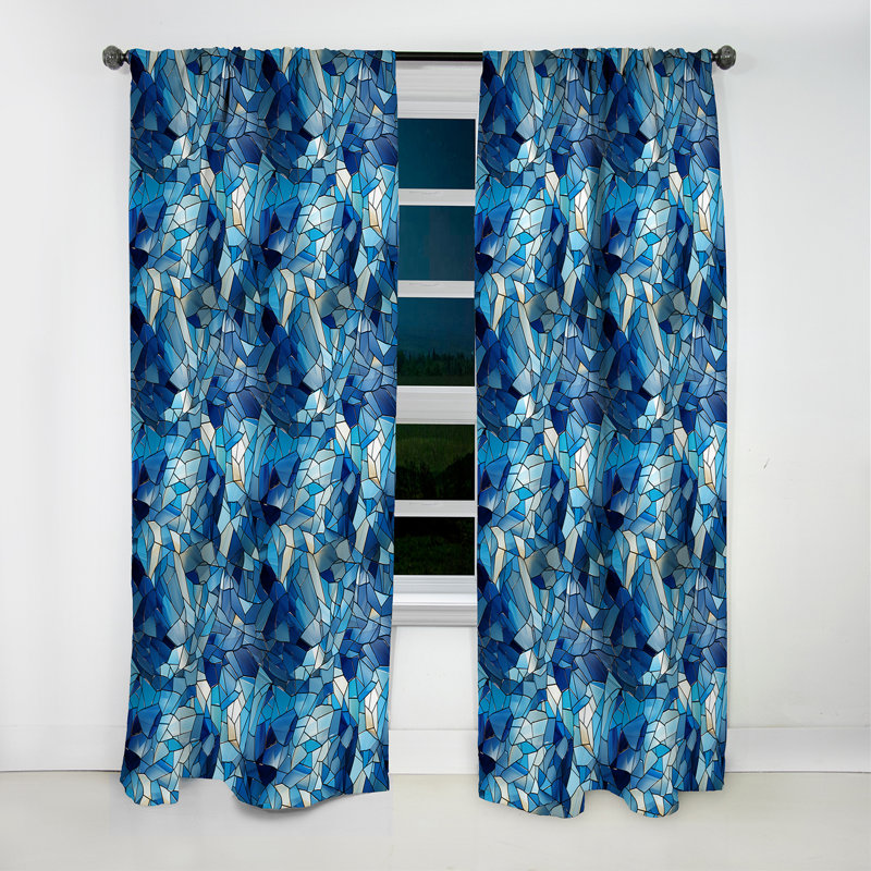 Deep Cobalt Blue Symmetry Glass I - Abstract Curtain - Blackout Geometric Curtain - 1 Panels, 52" W x 120" L