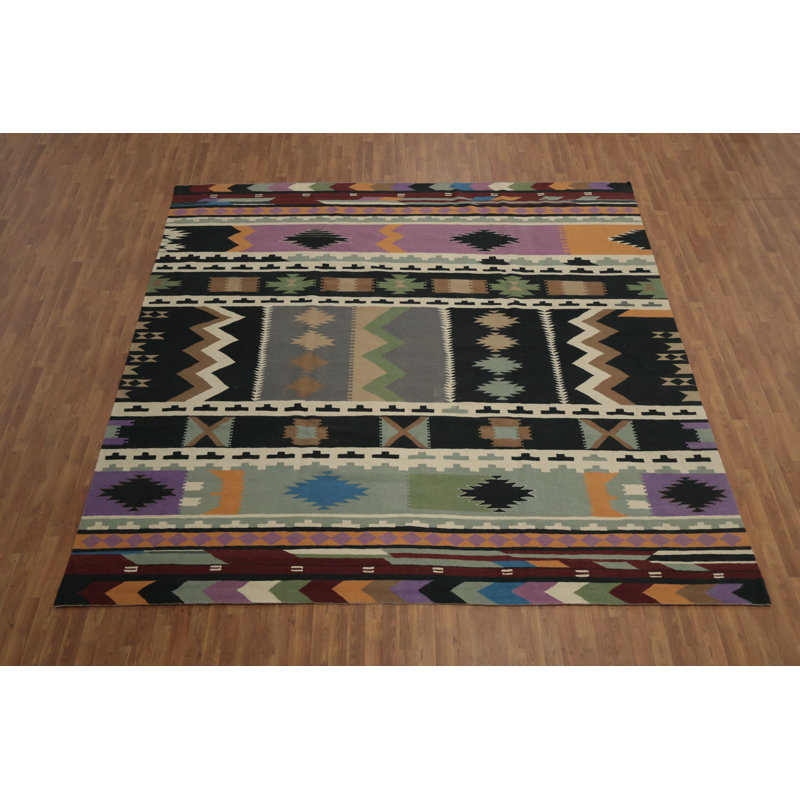 Tapis de style sud-ouest kilim 12 x 12 avec des tons terreux audacieux