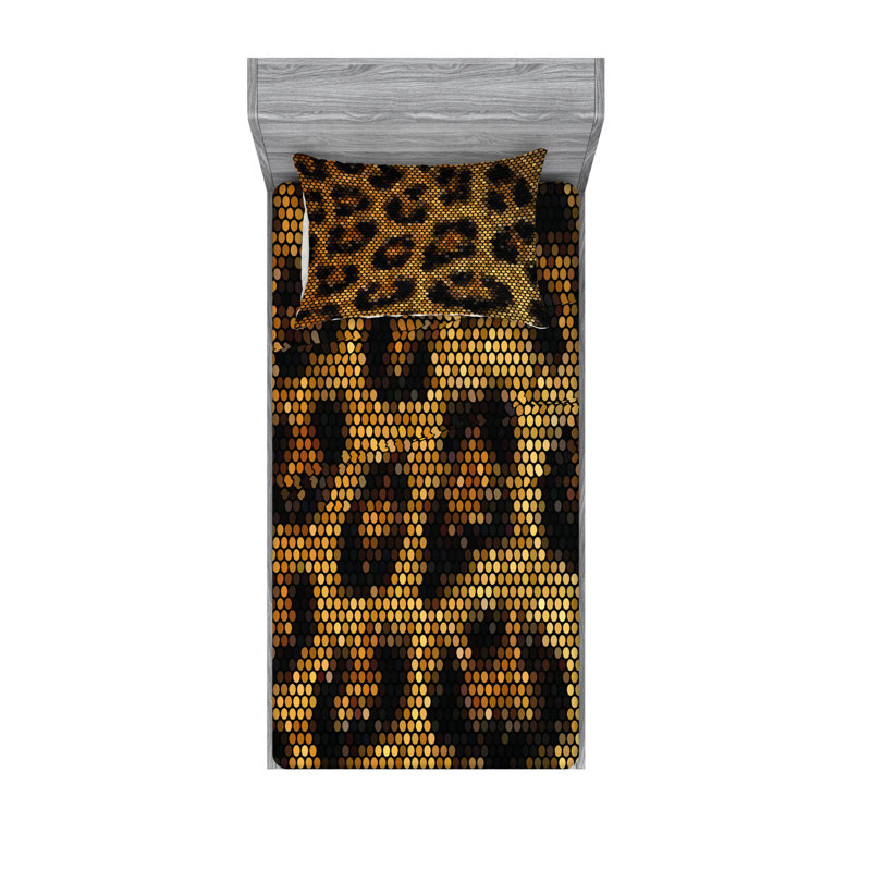 Ensemble de draps à motif géométrique motif pois Leopard, Ensemble de draps pour lit simple avec drap-housse