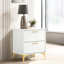 Table de chevet blanche avec 2 tiroirs - Espace de rangement spacieux, design, joints et 2 options de rangement-1300638358