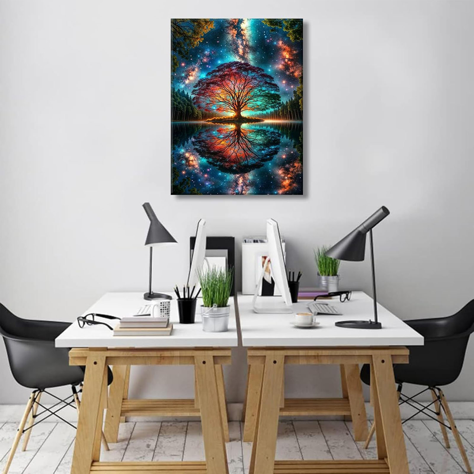Wrought Studio™ Tree Of Life Canvas Wall Art Starry Sky Reflection ...