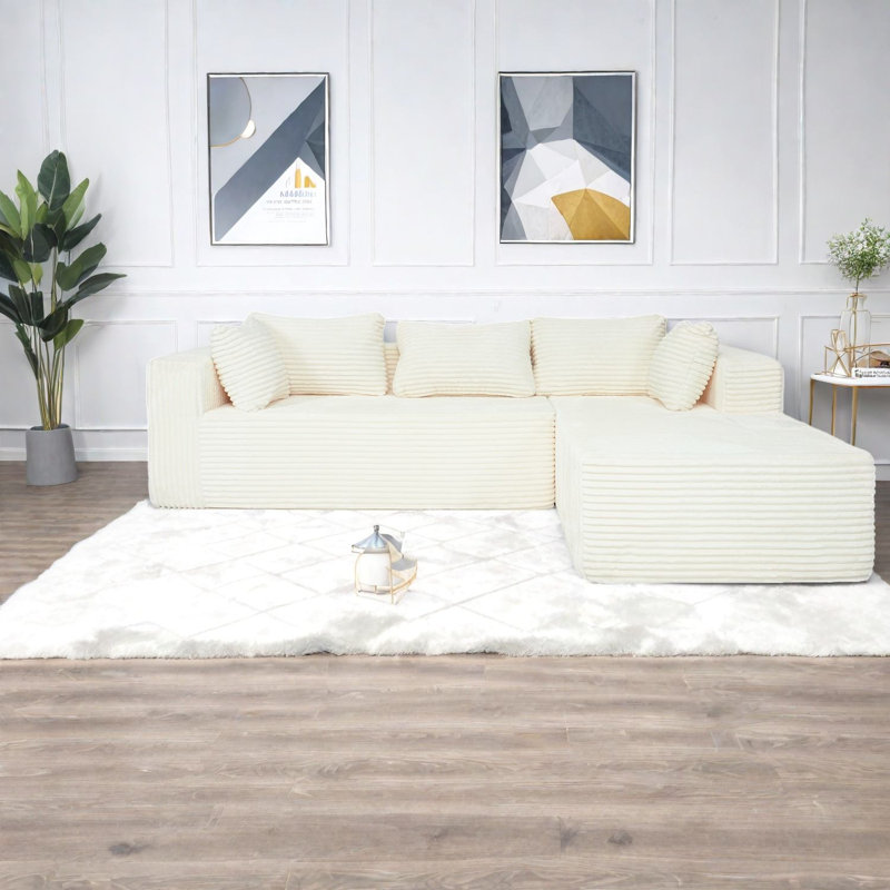 Compression Comfort Sectionals, 100 Inch Corduroy Modern Home Sofa
