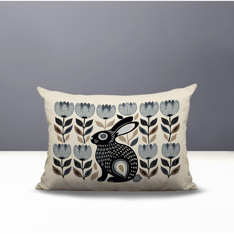Coussin lombaire réversible intérieur / extérieur Zuko Rabbit, Rectangle H 14 po x l 20 po, Gris