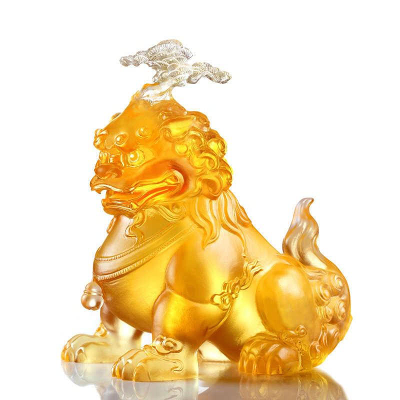 The Evergreen Lion Crystal Foo Dog Evergreen Pine Figurine
