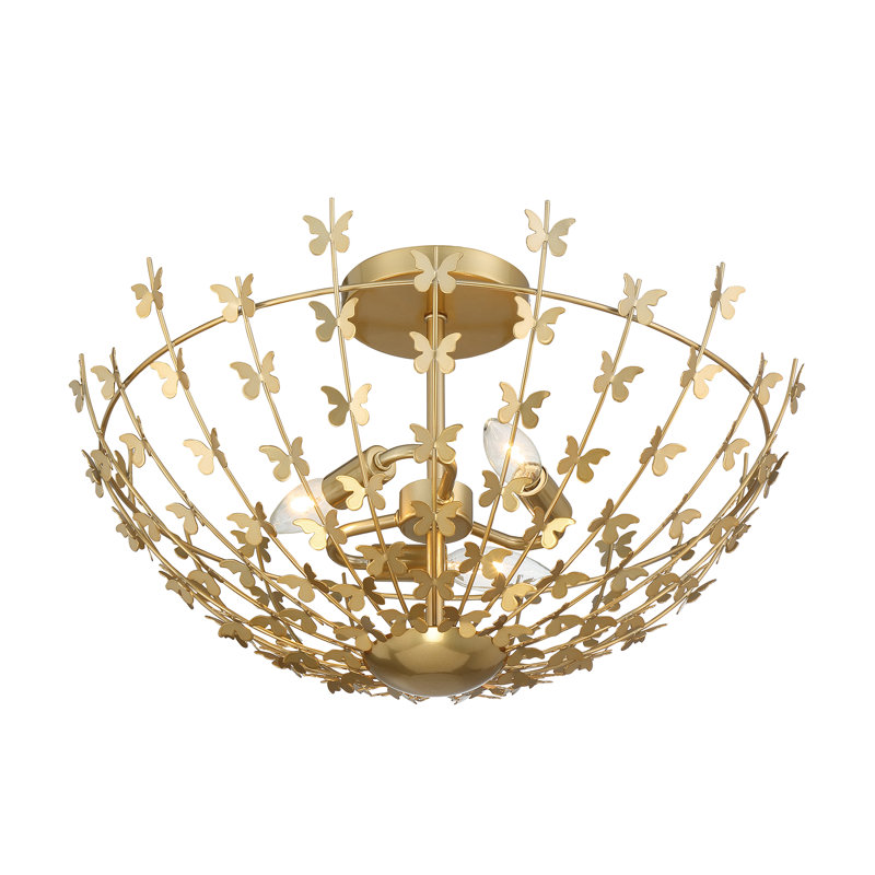 Birch 3-Light Ceiling Light in Burnished Brass, Burnished Brass