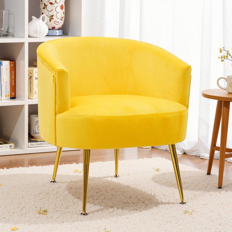 Lyela Upholstered Accent Chair, Yellow Velvet