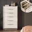 Commode 5 tiroirs avec miroir Highgloss, gris / crème-1139837416