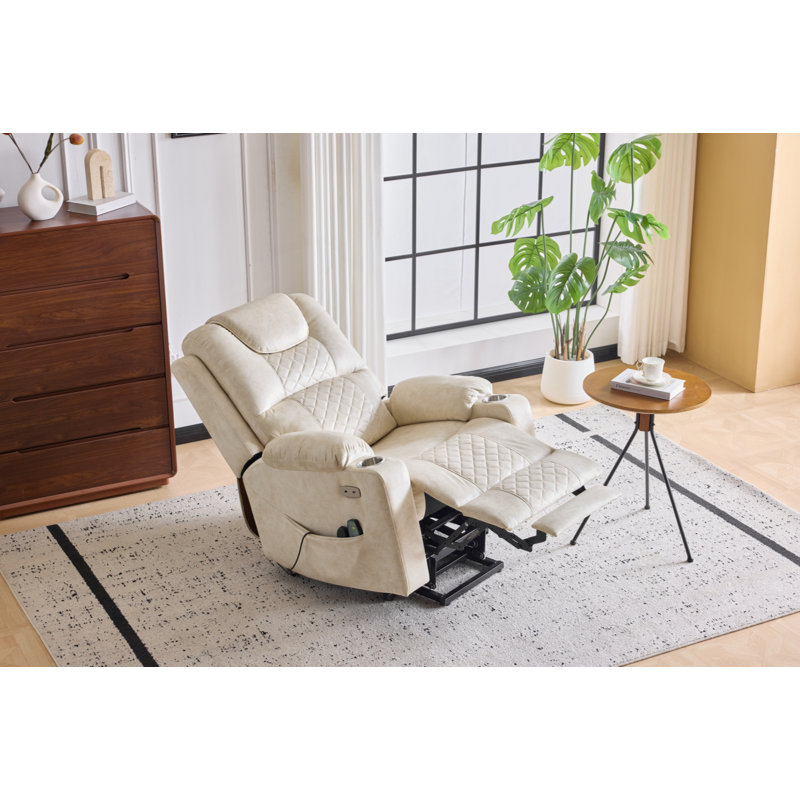 Oversized Power Lift Recliner massage Chair for Elderly,nfinite Positions,Single Motor,Cup Holders,and USB and type-c Ports,polyester Home Theater Seat
