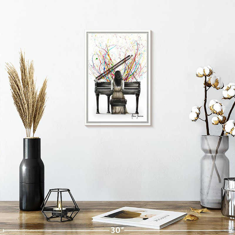 Piano à queue seul, 9" x 13", Floating Frame White