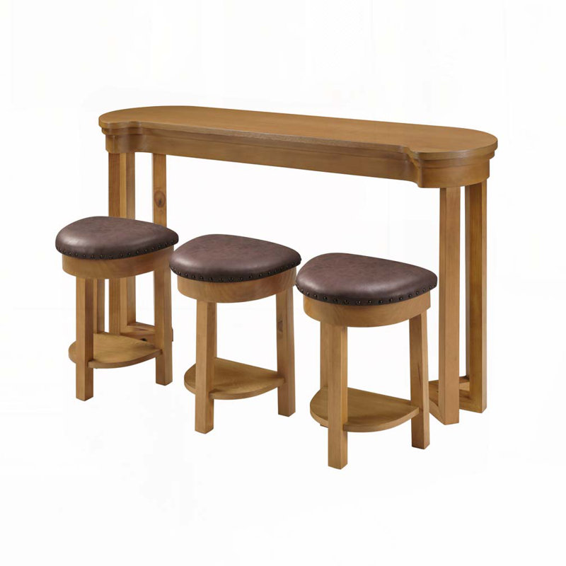 Ensemble de table de bar 4 pièces Tabourets de bar rembourrés en polyuréthane Tabourets rembourrés Ensemble de table de salle à manger à hauteur de comptoir en bois massif