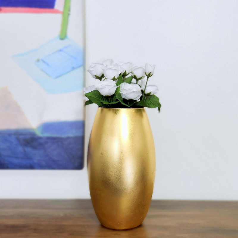 Vase AMaryllis, Doré, Hauteur totale - 10 po