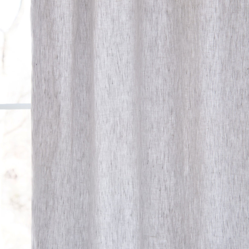 100% French Linen Curtain Set, 50" W x 108" L, Pebble Heather