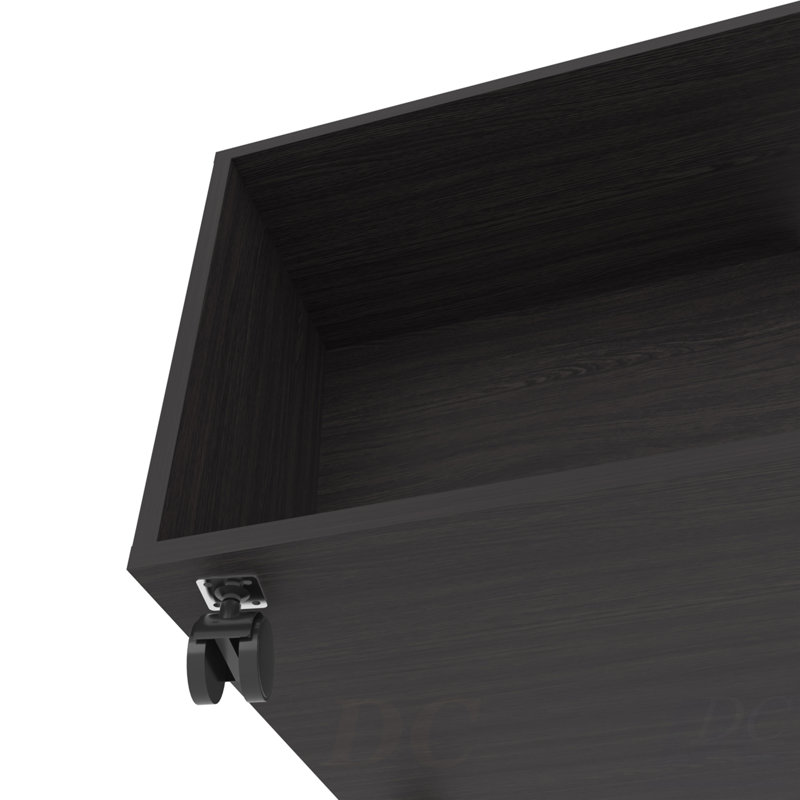 Table basse Gu Oidak avec rangement ouvert et roulettes, wengé, table