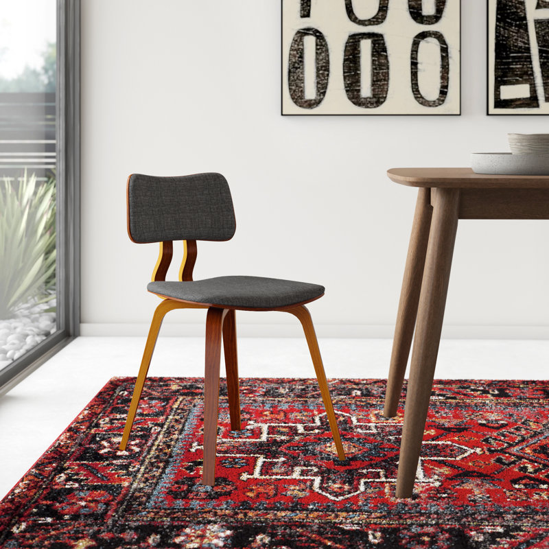 Decklen Mid-century Armless Dining Chair in Polyester Upholstery, Charcoal, Walnut