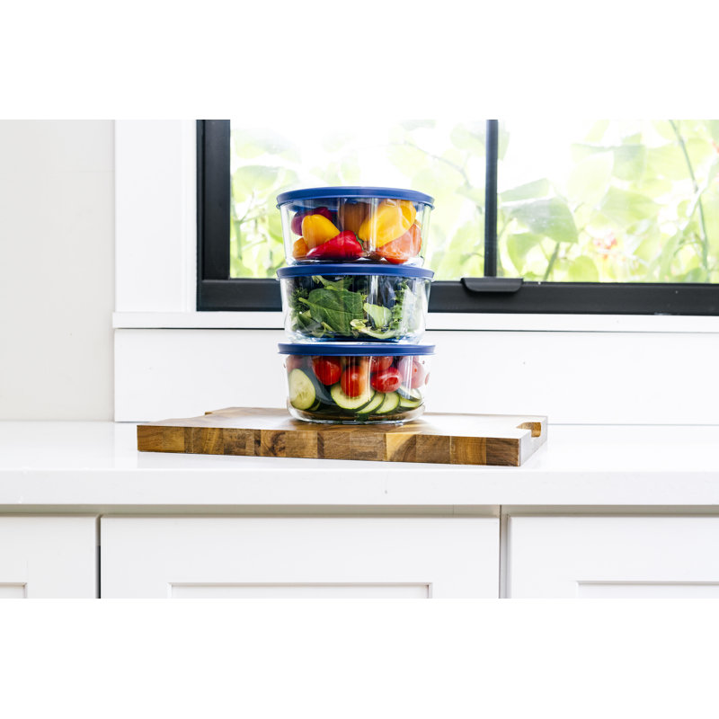 Contenant alimentaire en verre pour cuisine 6 pièces (4 tasses / 32 oz), Bleu