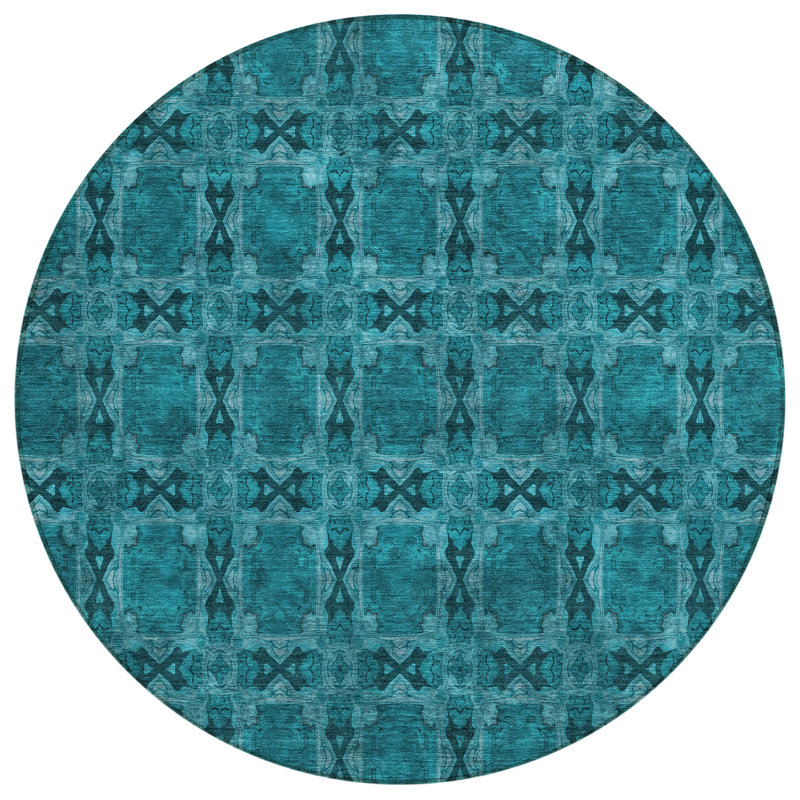 Geometric Indoor / Outdoor Rug, Round 8'
