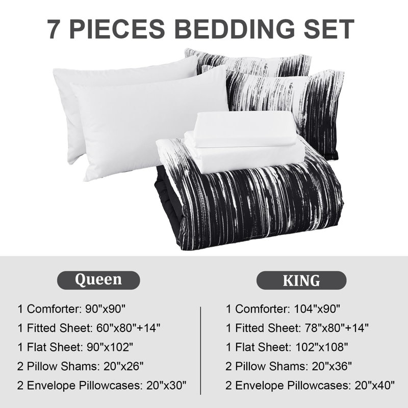 8 Piece Ombre Bedding Set with Comforter, Sheets, Pillowcases & Shams, King Comforter + 6 Additional Pieces