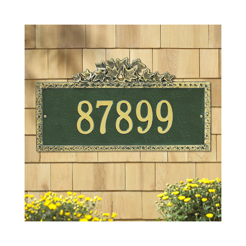 Plaque d'adresse murale 1 ligne Ivy, Cuivre antique, Oui