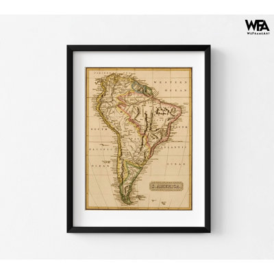 Amérique du Sud, 1817 par cartes anciennes, impression de carte du Continent, carte de l'Amérique rétro, carte ancienne Amérique Latine, décor de classe de géographie
