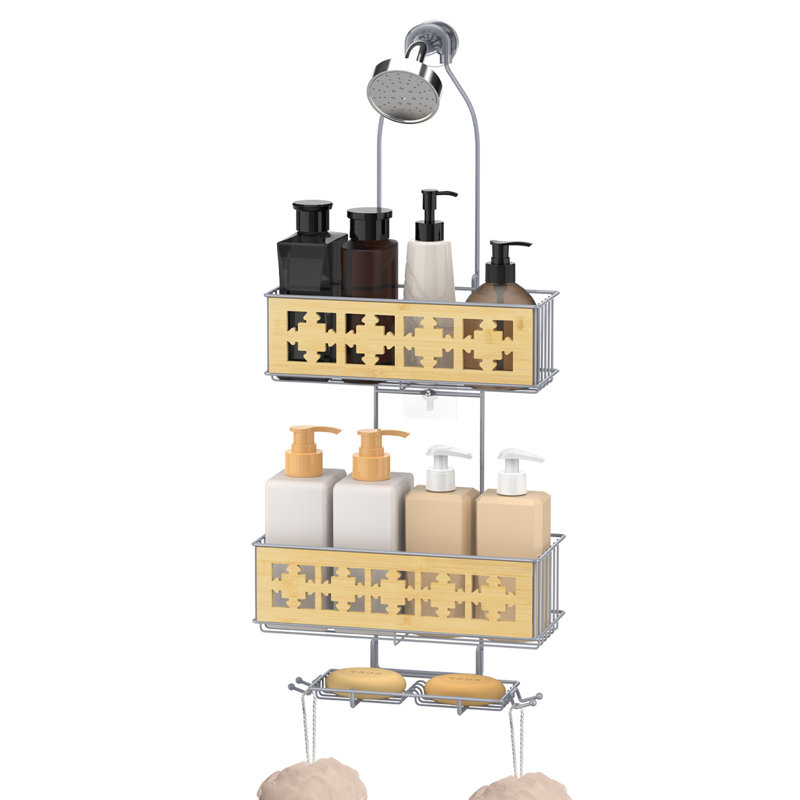 Organisateur de douche suspendu convenant aux salles de bain Panier de douche suspendu avec crochet 3 tablettes de rangement pour salle de bain