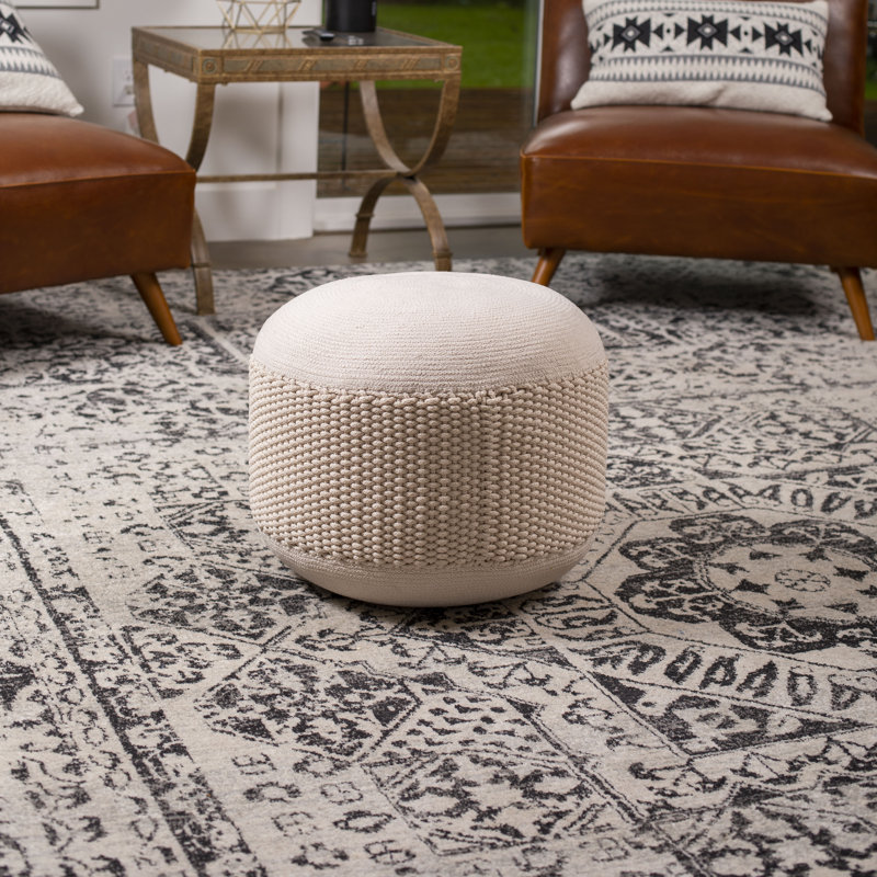 BirdRock Home Upholstered Pouf, Tan Cotton Blend