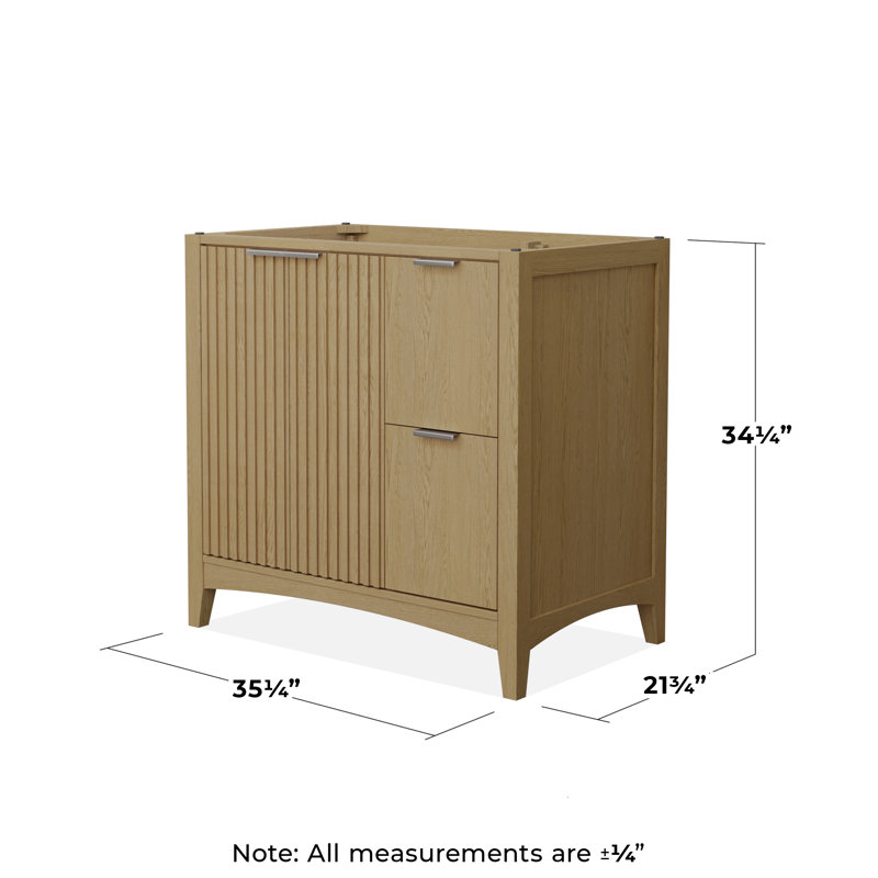 Palmilla 35.25" Freestanding Single Bathroom Vanity Base Only, Brushed Nickel, Beige