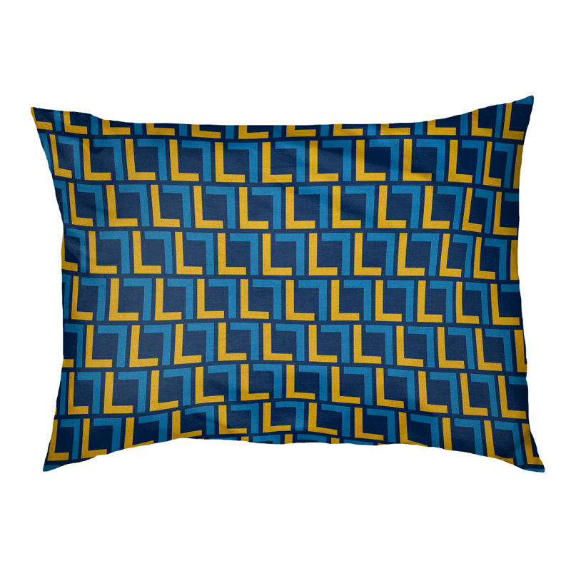 Coussin pour chien Brossard, Très grand (l 40 po x P 50 po x H 6 po), Bleu marine / or / bleu pastel