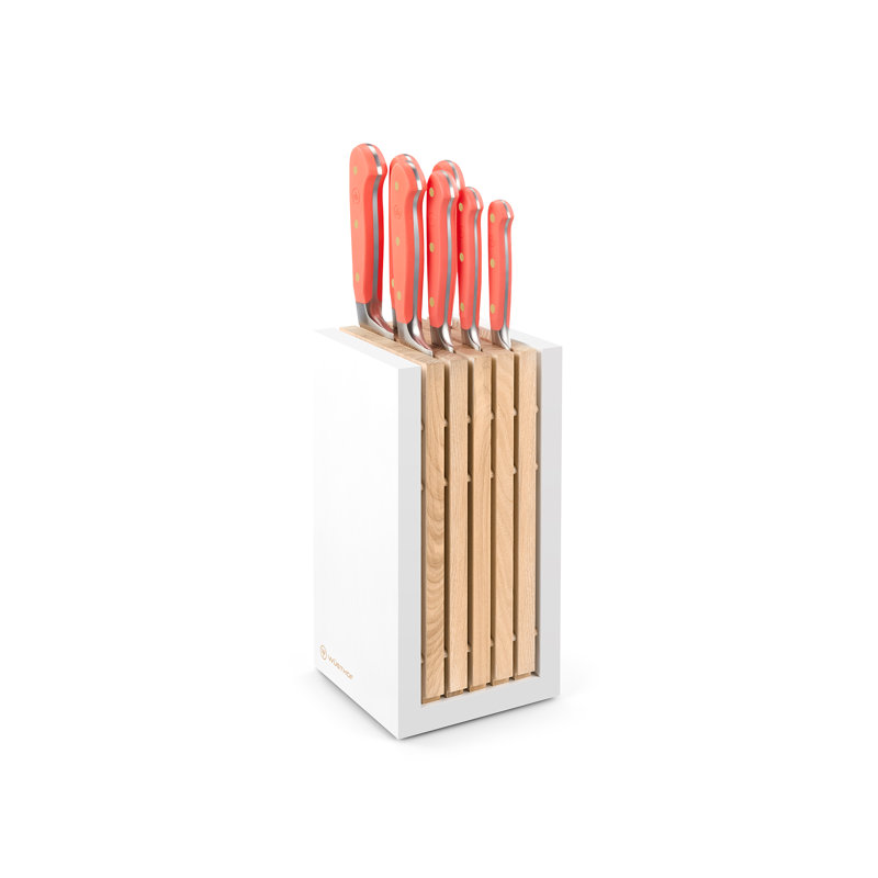 WÜSTHOF Classic Color Pink Himalayan Salt 8 Piece Knife Block Set, Coral Peach