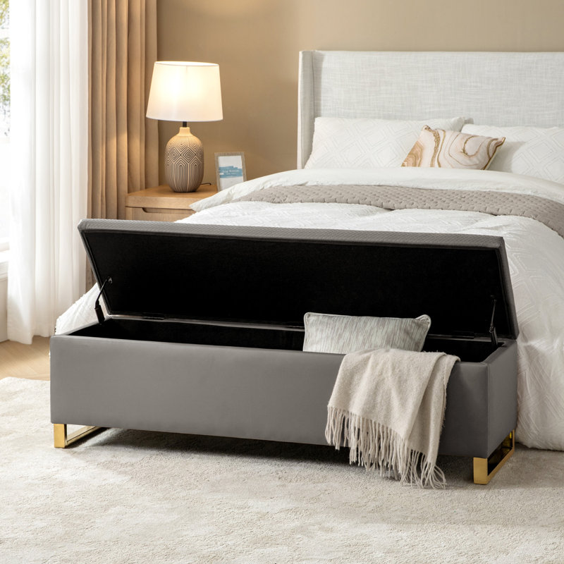 Mayowa Modern Upholstered Storage Bench , Gray